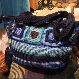 The SAK rare Atlantis blue striped large shoulder tote bag